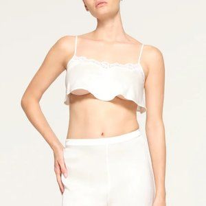 Skims Bridal Silk super cropped cami marble white size small